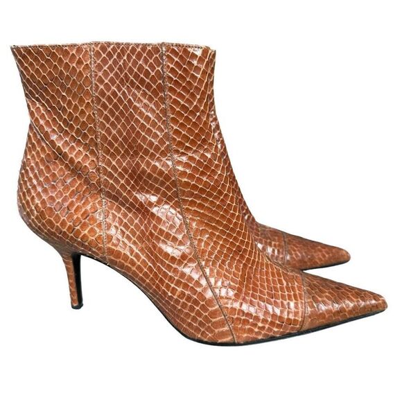 Dolce & Gabbana brown snakeskin leather ankle booties pointed toe sz 41EU/11US - Picture 1 of 10